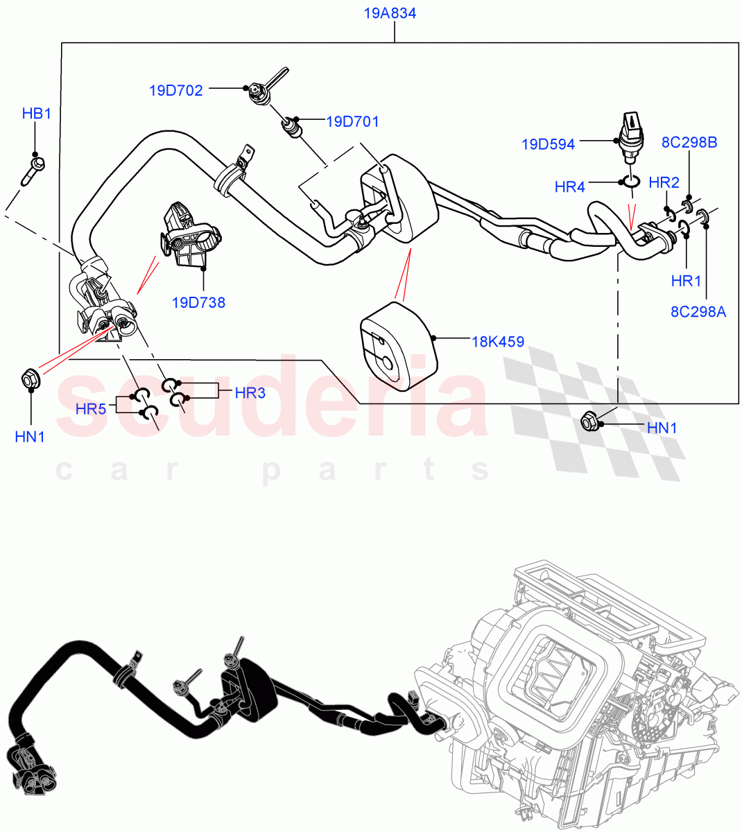 Air Conditioning System (Halewood (UK), Less Chiller Unit, Air Con Refrigerant-HF01234YF) ((V) TOFH999999) of Land Rover Land Rover Discovery Sport (2015+) [2.0 Turbo Diesel AJ21D4]
