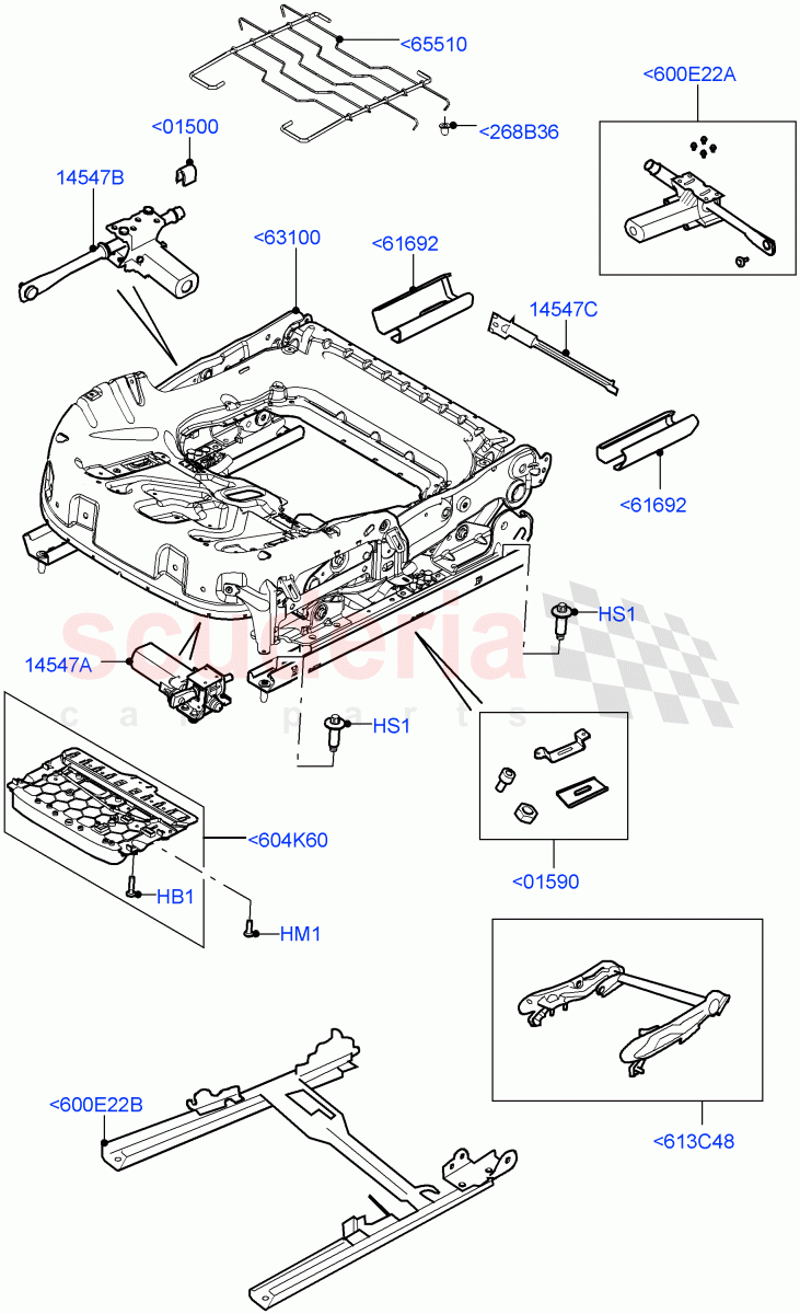 Front Seat Base (Electric Front Seat Adj Non-Memory, Halewood (UK), Seat - Standard, Electric Front Seat Adj Drv Memory, Driver/Pass Elec Fr Seat Adj/Memory) of Land Rover Land Rover Range Rover Evoque (2012-2018) [2.0 Turbo Petrol AJ200P]