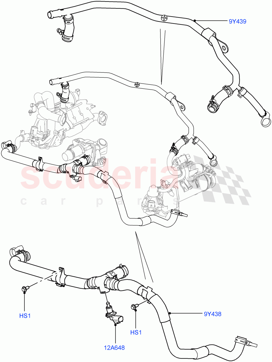 EGR Cooling System(Solihull Plant Build)(3.0 V6 D Gen2 Twin Turbo,3.0 V6 D Gen2 Mono Turbo)((V)FROMFA000001) of Land Rover Land Rover Range Rover (2012-2021) [3.0 Diesel 24V DOHC TC]