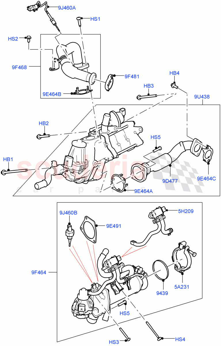 Exhaust Gas Recirculation (Solihull Plant Build) (3.0 V6 D Gen2 Mono Turbo) ((V) FROMFA000001) of Land Rover Land Rover Range Rover Sport (2014+) [3.0 Diesel 24V DOHC TC]