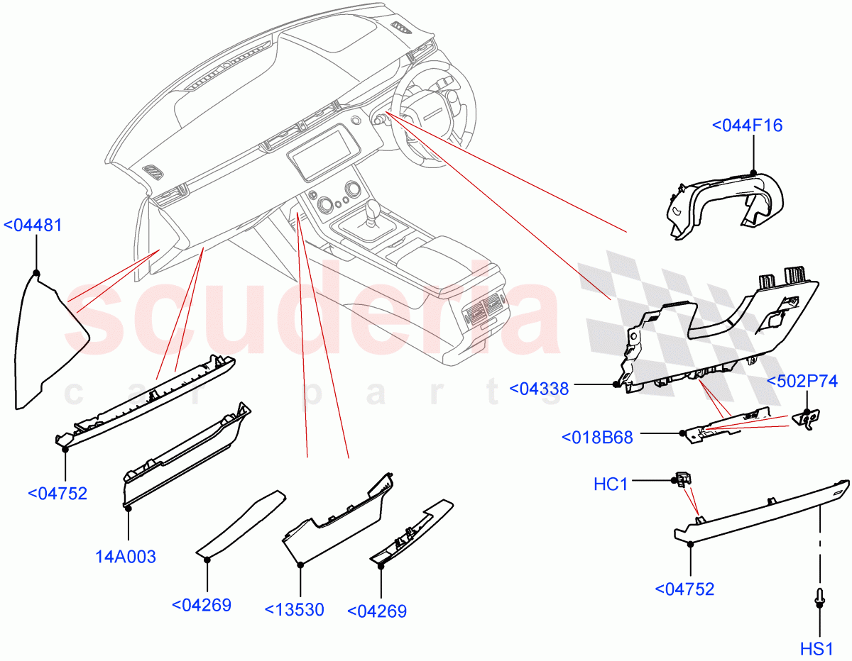 Instrument Panel(External Components, Lower)(Itatiaia (Brazil)) of Land Rover Land Rover Range Rover Evoque (2019+) [2.0 Turbo Petrol AJ200P]