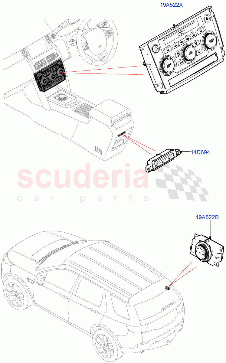 Heater & Air Conditioning Controls(Halewood (UK))((V)TOKH999999) of Land Rover Land Rover Discovery Sport (2015+) [1.5 I3 Turbo Petrol AJ20P3]