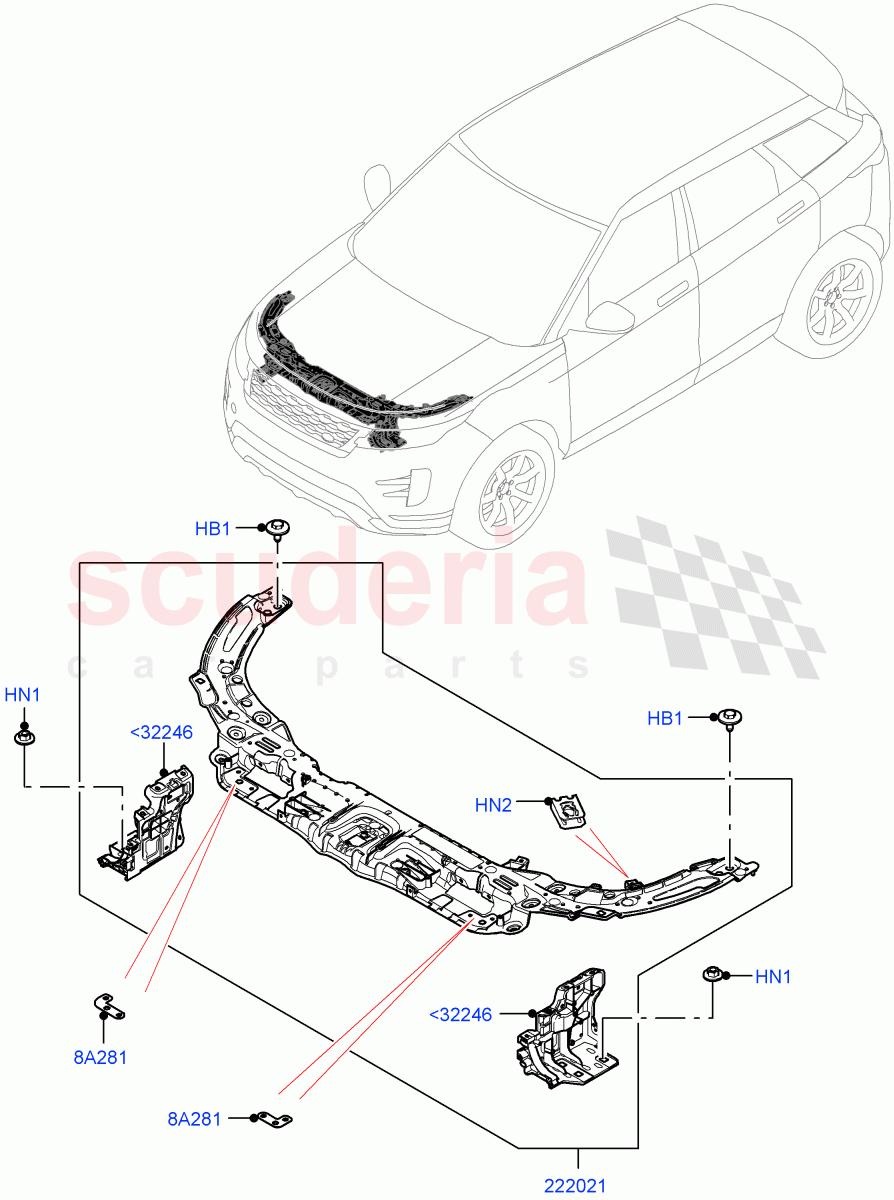 Front Panels, Aprons & Side Members(Front Panel)(Halewood (UK)) of Land Rover Land Rover Range Rover Evoque (2019+) [2.0 Turbo Petrol AJ200P]