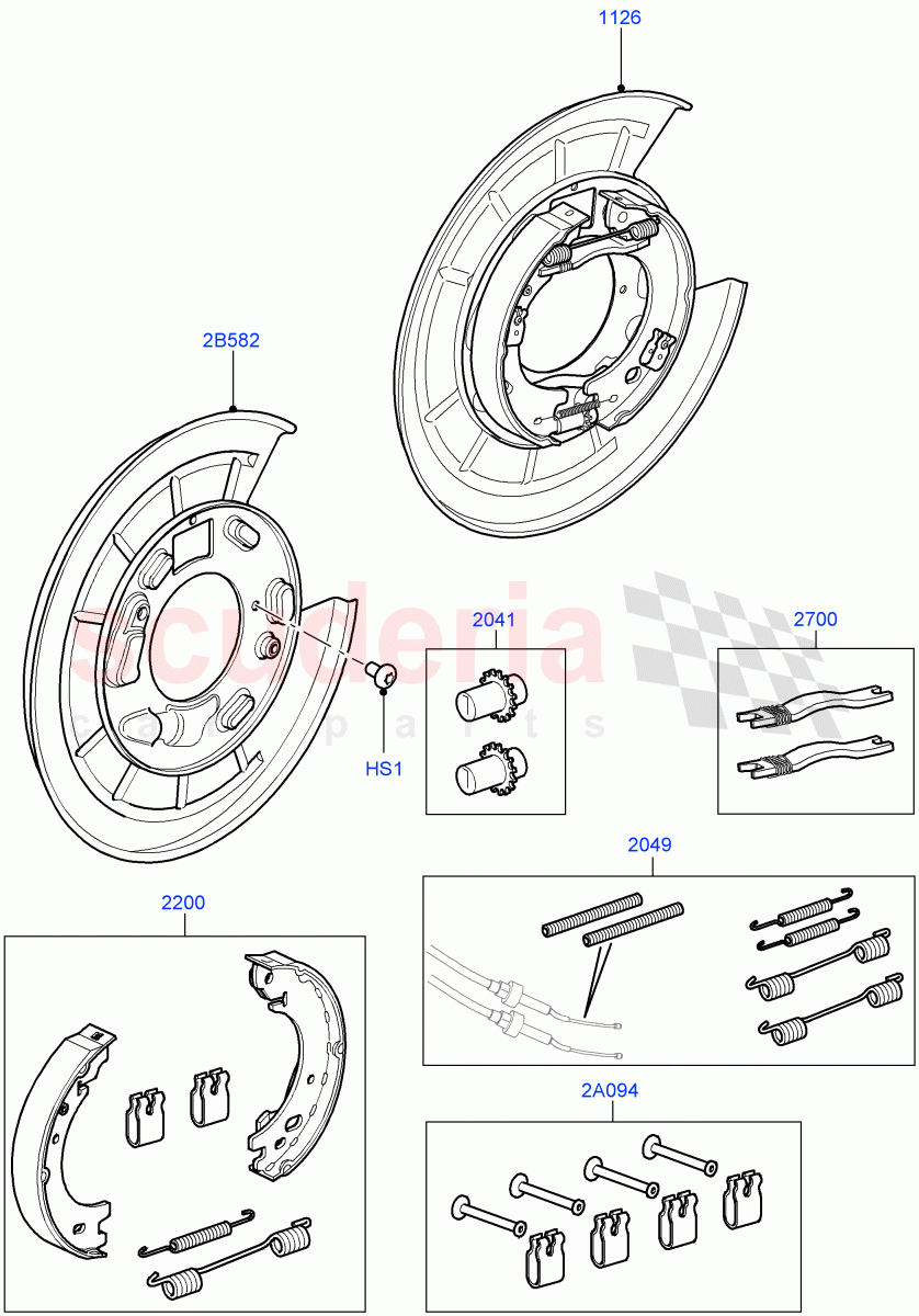 Parking Brake(Brake Shoes)((V)TO9A999999) of Land Rover Land Rover Range Rover Sport (2005-2009) [2.7 Diesel V6]