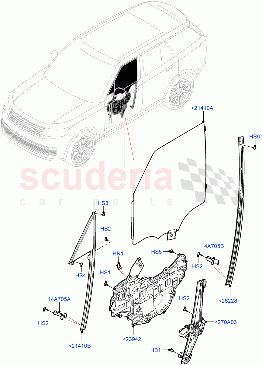 Front Door Glass & Window Controls of Land Rover Land Rover Range Rover (2022+) [4.4 V8 Turbo Petrol NC10]