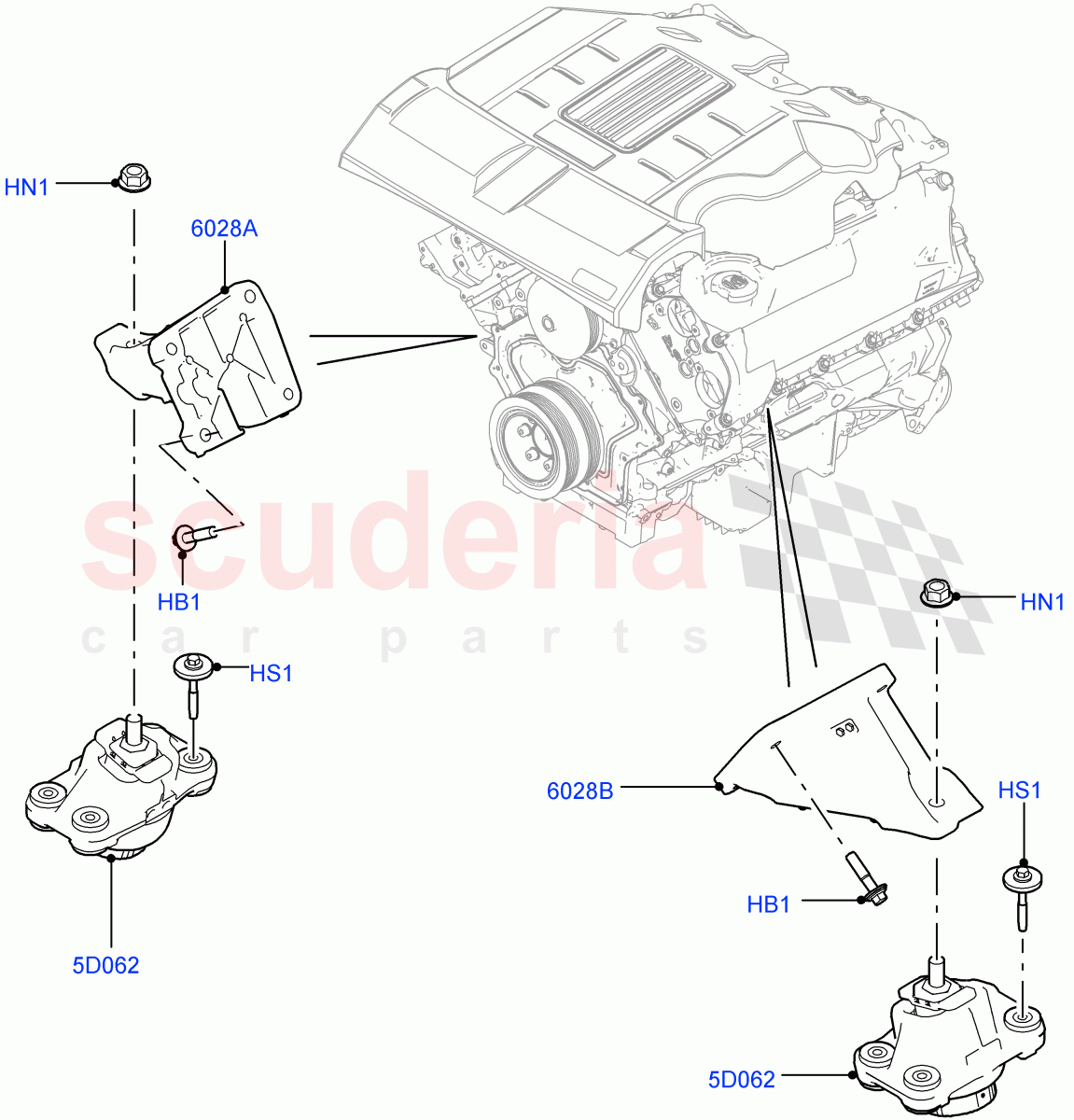 Engine Mounting (5.0L OHC SGDI NA V8 Petrol - AJ133, 3.0L DOHC GDI SC V6 PETROL, 5.0L OHC SGDI SC V8 Petrol - AJ133, 5.0L P AJ133 DOHC CDA S/C Enhanced, 5.0 Petrol AJ133 DOHC CDA) of Land Rover Land Rover Range Rover (2012-2021) [3.0 I6 Turbo Diesel AJ20D6]