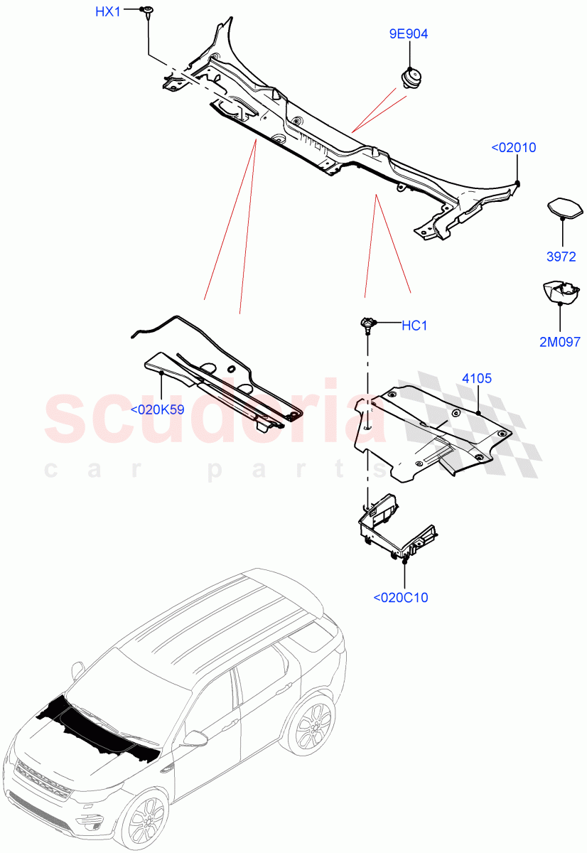 Cowl/Panel And Related Parts (Halewood (UK)) ((V) FROMLH000001) of Land Rover Land Rover Discovery Sport (2015+) [1.5 I3 Turbo Petrol AJ20P3]