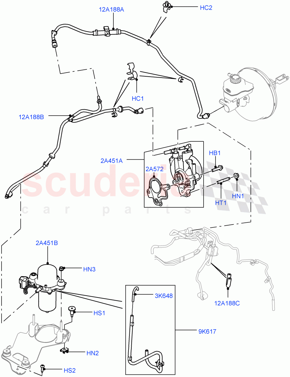 Vacuum Control And Air Injection (Vacuum Pump And Hoses) (3.0 V6 D Gen2 Mono Turbo, 8 Speed Auto Trans ZF 8HP70 HEV 4WD, LHD, 3.0 V6 D Gen2 Twin Turbo, 3.0 V6 Diesel Electric Hybrid Eng) ((V) FROMFA000001, (V) TOGA999999) of Land Rover Land Rover Range Rover Sport (2014+) [3.0 Diesel 24V DOHC TC]