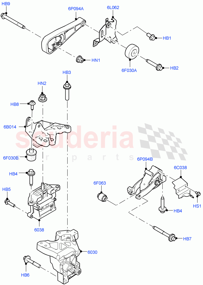 Engine Mounting (1.5L AJ20P3 Petrol High, Changsu (China), 1.5L AJ20P3 Petrol High PHEV) of Land Rover Land Rover Range Rover Evoque (2019+) [2.0 Turbo Diesel]