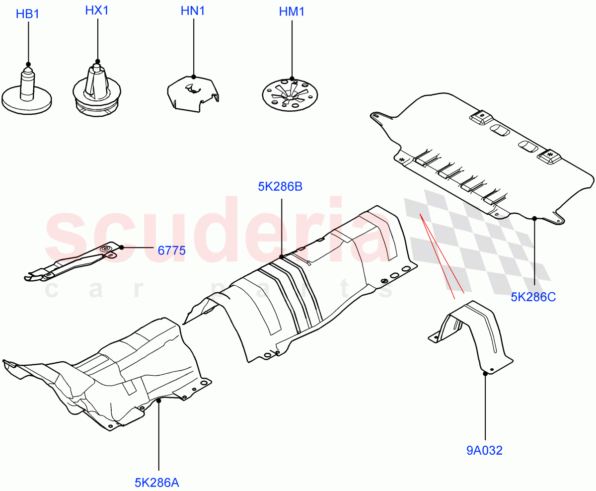 Splash And Heat Shields (Heat Shield) (2.0L I4 DSL MID DOHC AJ200, Halewood (UK), 2.0L 16V TIVCT T/C Gen2 Petrol, 2.0L 16V TIVCT T/C 240PS Petrol, 2.0L I4 DSL HIGH DOHC AJ200) of Land Rover Land Rover Range Rover Evoque (2012-2018) [2.0 Turbo Diesel]