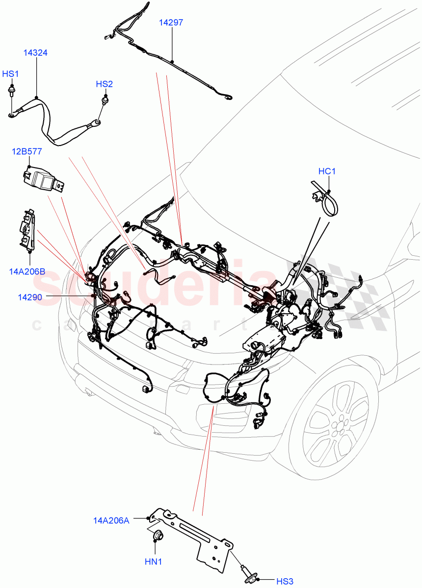 Electrical Wiring - Engine And Dash(Engine Compartment)(Halewood (UK))((V)FROMGH000001) of Land Rover Land Rover Range Rover Evoque (2012-2018) [2.0 Turbo Diesel]