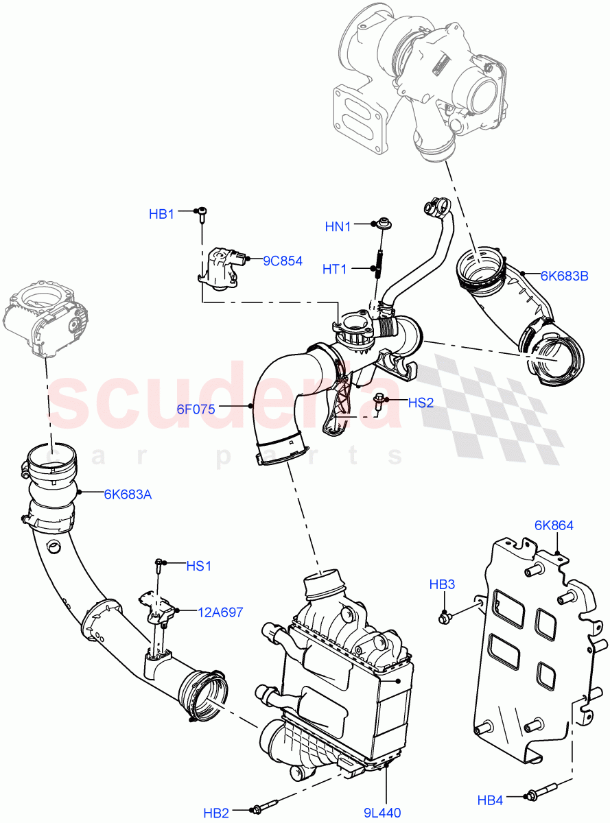 Intercooler/Air Ducts And Hoses(2.0L AJ20P4 Petrol E100 PTA,Itatiaia (Brazil))((V)FROMLT000001) of Land Rover Land Rover Discovery Sport (2015+) [2.0 Turbo Petrol AJ200P]