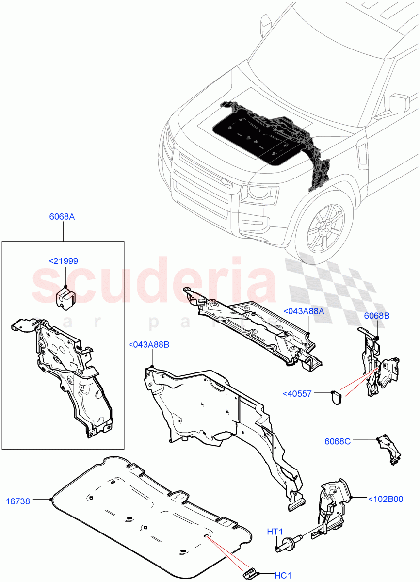 Insulators - Front(Engine Compartment) of Land Rover Land Rover Defender (2020+) [3.0 I6 Turbo Diesel AJ20D6]