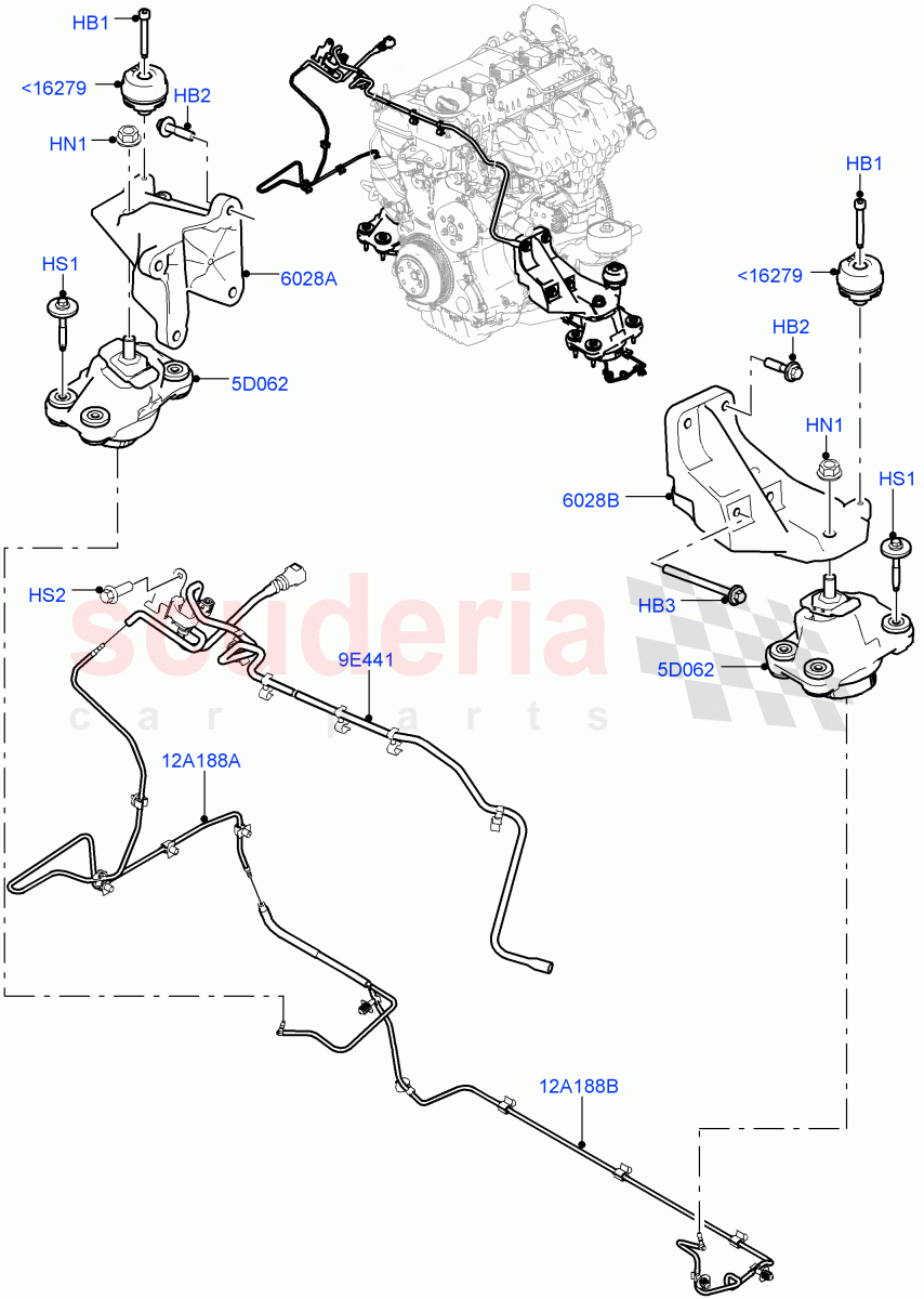 Engine Mounting(2.0L 16V TIVCT T/C 240PS Petrol)((V)FROMFA000001) of Land Rover Land Rover Range Rover Sport (2014+) [3.0 Diesel 24V DOHC TC]