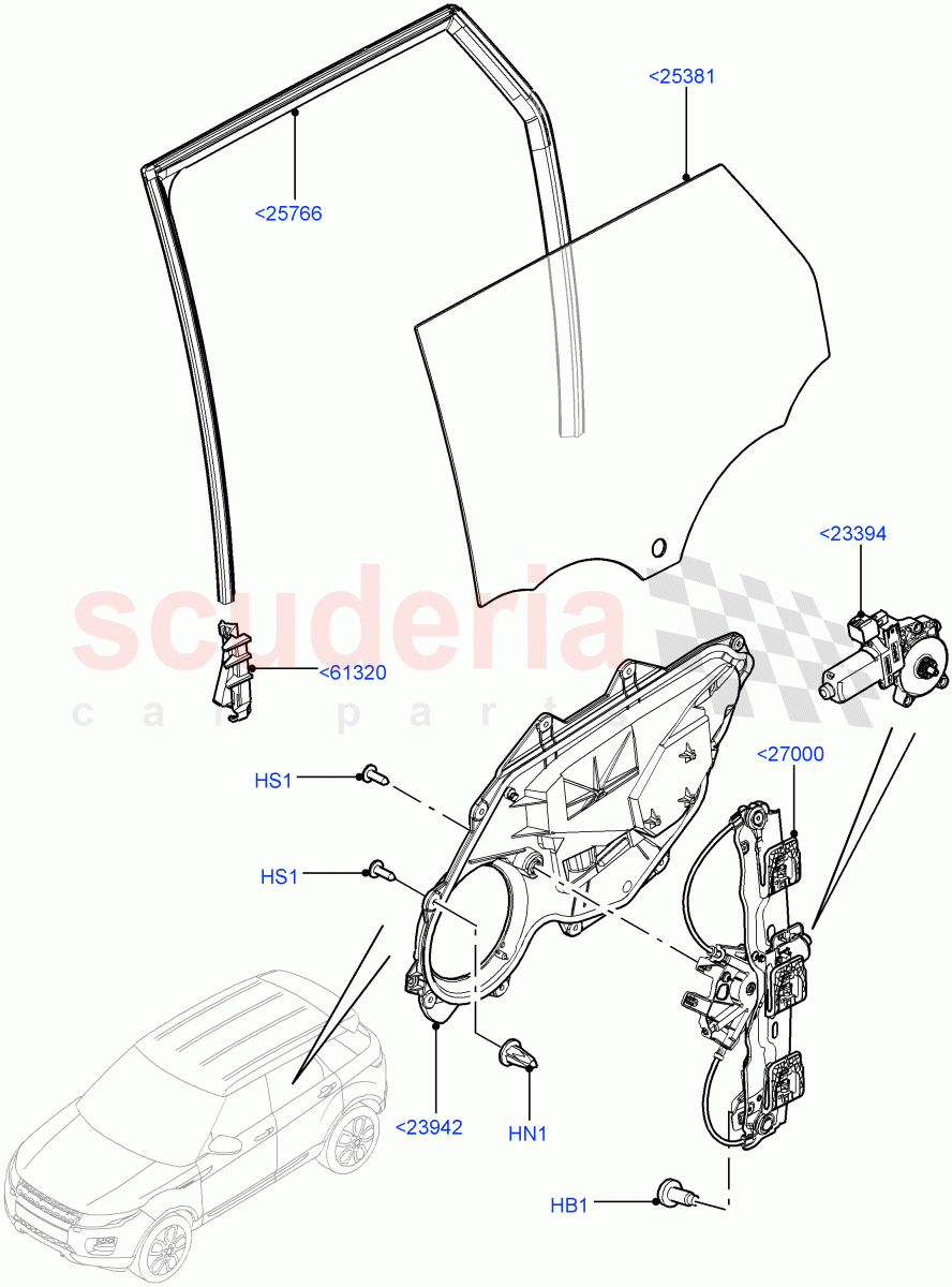 Rear Door Glass And Window Controls(5 Door,Halewood (UK)) of Land Rover Land Rover Range Rover Evoque (2012-2018) [2.0 Turbo Petrol AJ200P]