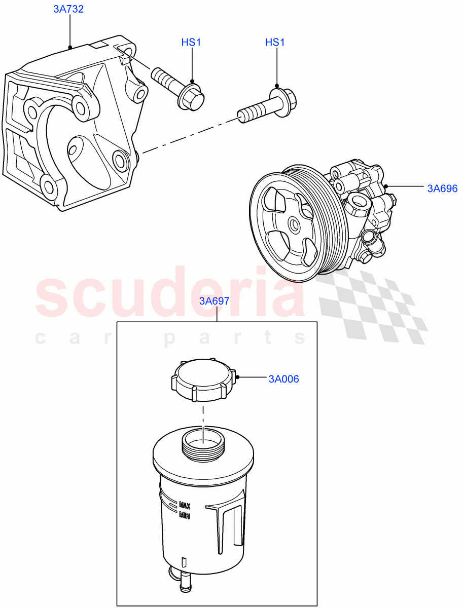 Power Steering Pump Mounting(3.0L 24V DOHC V6 TC Diesel)((V)FROMAA000001) of Land Rover Land Rover Range Rover Sport (2010-2013) [3.0 Diesel 24V DOHC TC]