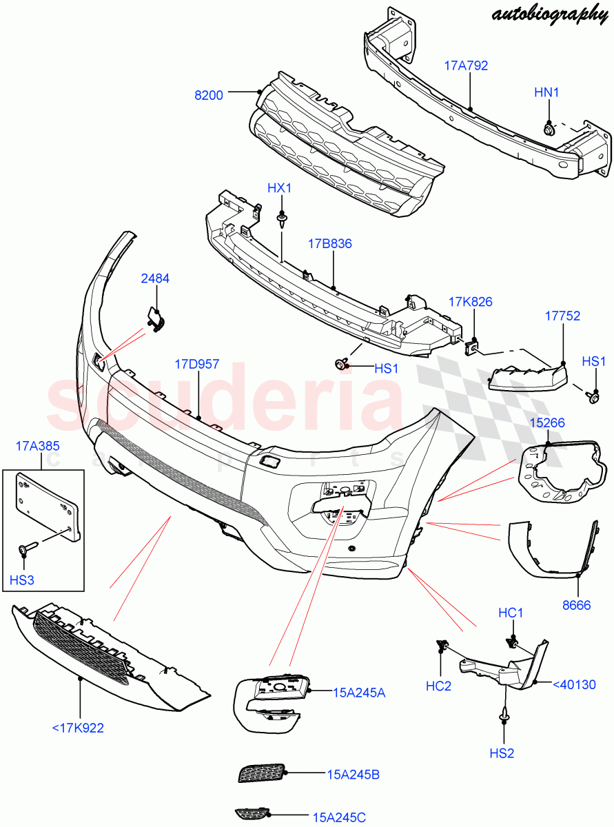 Radiator Grille And Front Bumper(Halewood (UK),Autobiography Sales Badge,Autobiography Pack)((V)FROMFH000001) of Land Rover Land Rover Range Rover Evoque (2012-2018) [2.0 Turbo Petrol AJ200P]