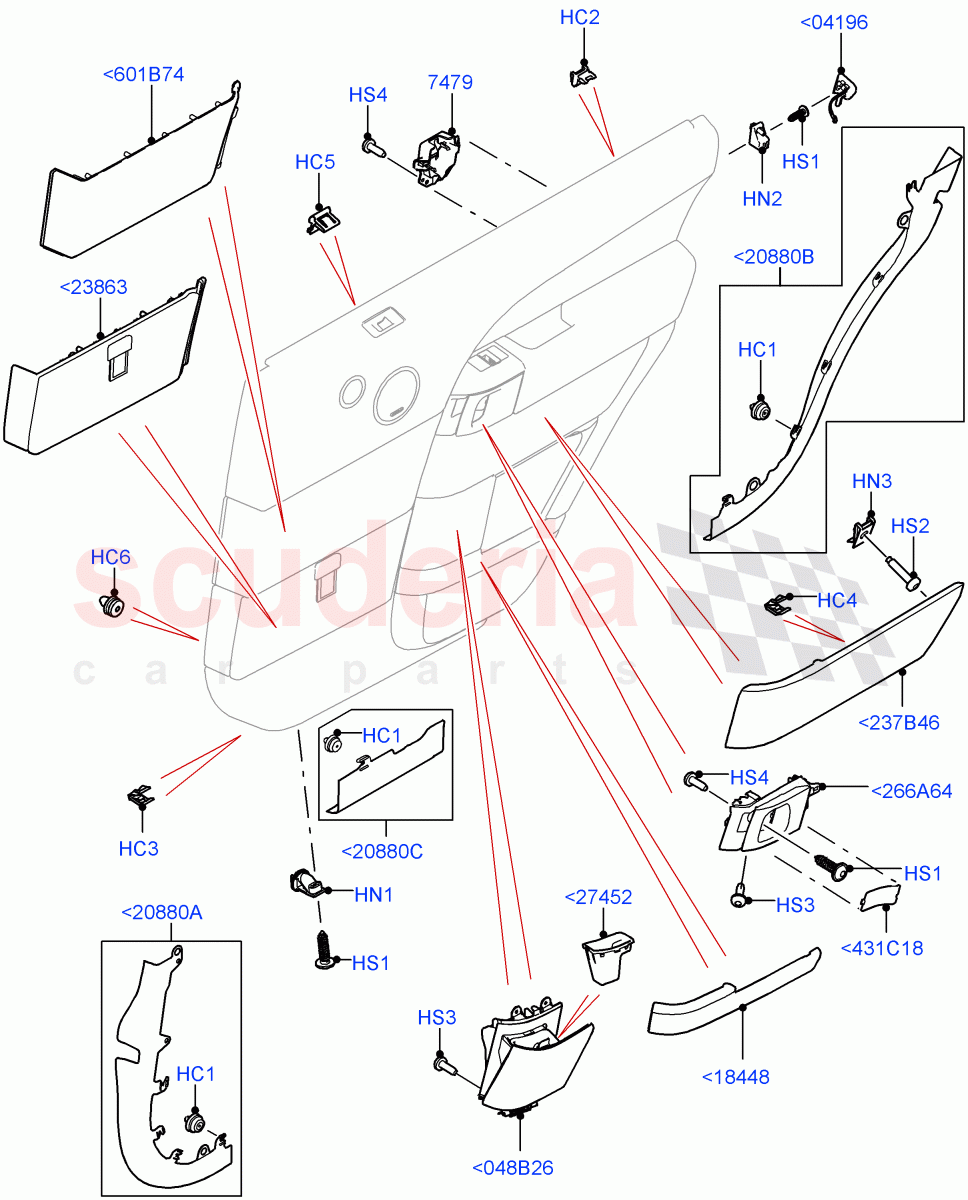 Rear Door Trim Installation (Finishers And Mouldings) (Long Wheelbase) ((V) FROMEA000001, (V) TOHA999999) of Land Rover Land Rover Range Rover (2012-2021) [5.0 OHC SGDI NA V8 Petrol]