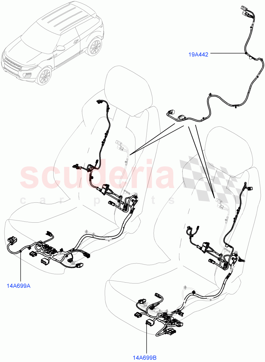 Wiring - Seats(3 Door,Halewood (UK))((V)TOFH999999) of Land Rover Land Rover Range Rover Evoque (2012-2018) [2.0 Turbo Diesel]