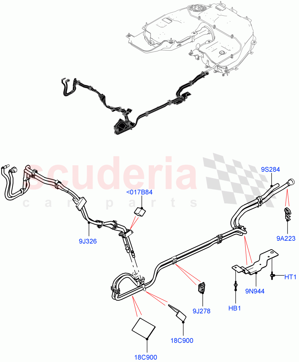 Fuel Lines (Front) (2.0L AJ200P Hi PHEV, 2.0L I4 High DOHC AJ200 Petrol) ((V) FROMJA000001) of Land Rover Land Rover Range Rover Sport (2014+) [2.0 Turbo Petrol AJ200P]