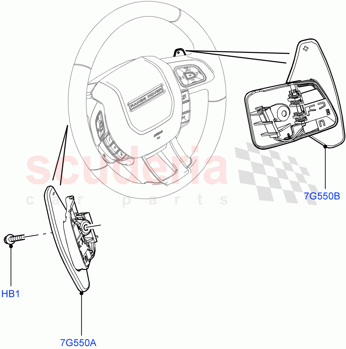 Gear Change-Automatic Transmission (Steering Wheel) (9 Speed Auto AWD, Halewood (UK)) ((V) FROMEH000001) of Land Rover Land Rover Discovery Sport (2015+) [2.2 Single Turbo Diesel]