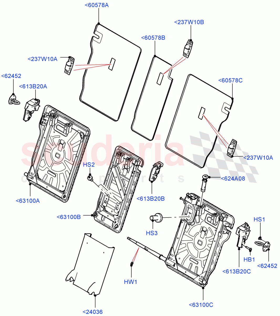 Rear Seat Back(With 40/20/40 Split Fold Rear Seat,Rr Seat 40/20/40 Fixed Cushion) of Land Rover Land Rover Defender (2020+) [2.0 Turbo Diesel]