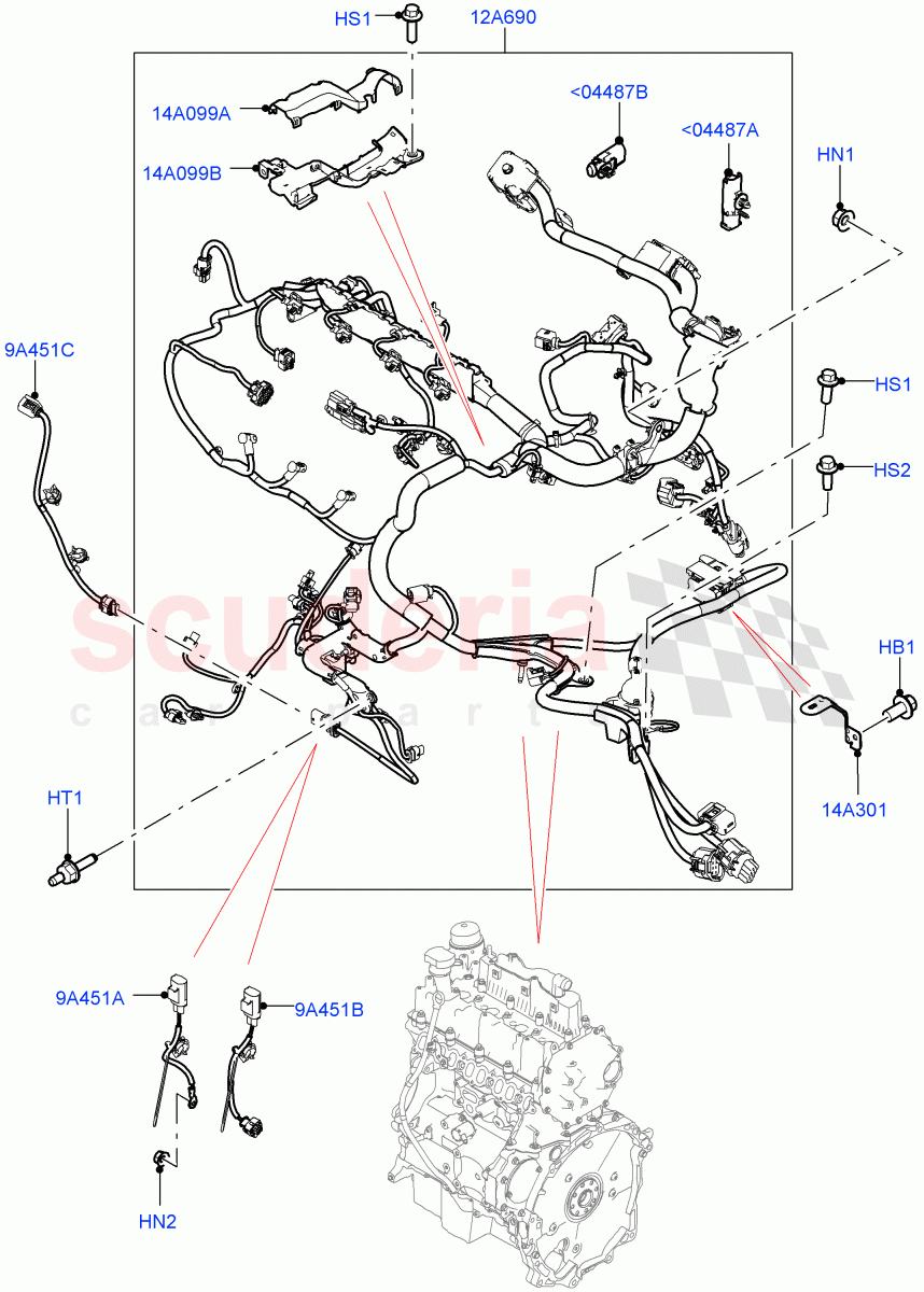 Electrical Wiring - Engine And Dash (Engine) (2.0L AJ20D4 Diesel LF PTA, 9 Speed Auto Trans 9HP50, Halewood (UK), 2.0L AJ20D4 Diesel Mid PTA, 2.0L AJ20D4 Diesel High PTA) ((V) FROMLH000001) of Land Rover Land Rover Discovery Sport (2015+) [2.2 Single Turbo Diesel]