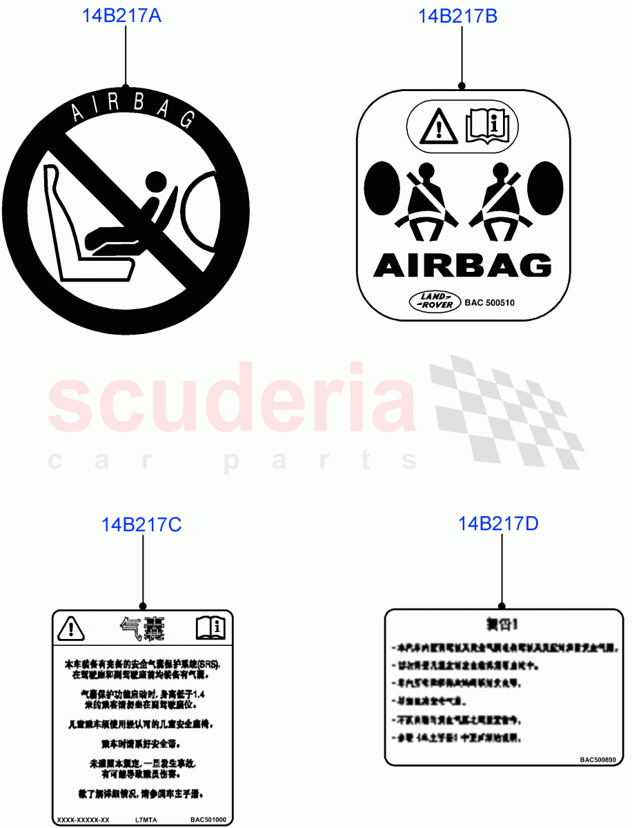 Labels(Air Bag)(Changsu (China))((V)FROMEG000001) of Land Rover Land Rover Range Rover Evoque (2012-2018) [2.2 Single Turbo Diesel]