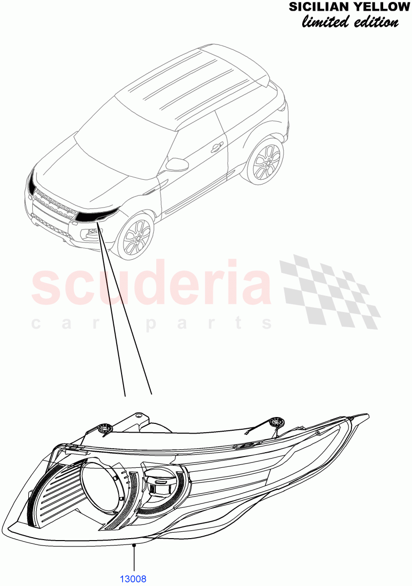 Headlamps And Front Flasher Lamps(Sicilian Yellow Limited Edition,Halewood (UK))((V)FROMDH000001) of Land Rover Land Rover Range Rover Evoque (2012-2018) [2.0 Turbo Diesel]