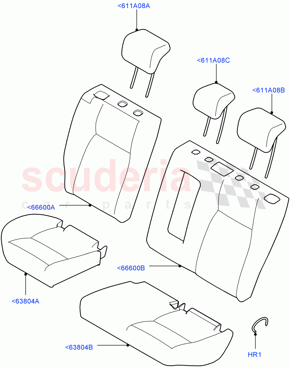 Rear Seat Covers(Grained Cloth,Halewood (UK),With 60/40 Split - Folding Rr Seat)((V)FROMLH000001) of Land Rover Land Rover Discovery Sport (2015+) [2.0 Turbo Petrol GTDI]