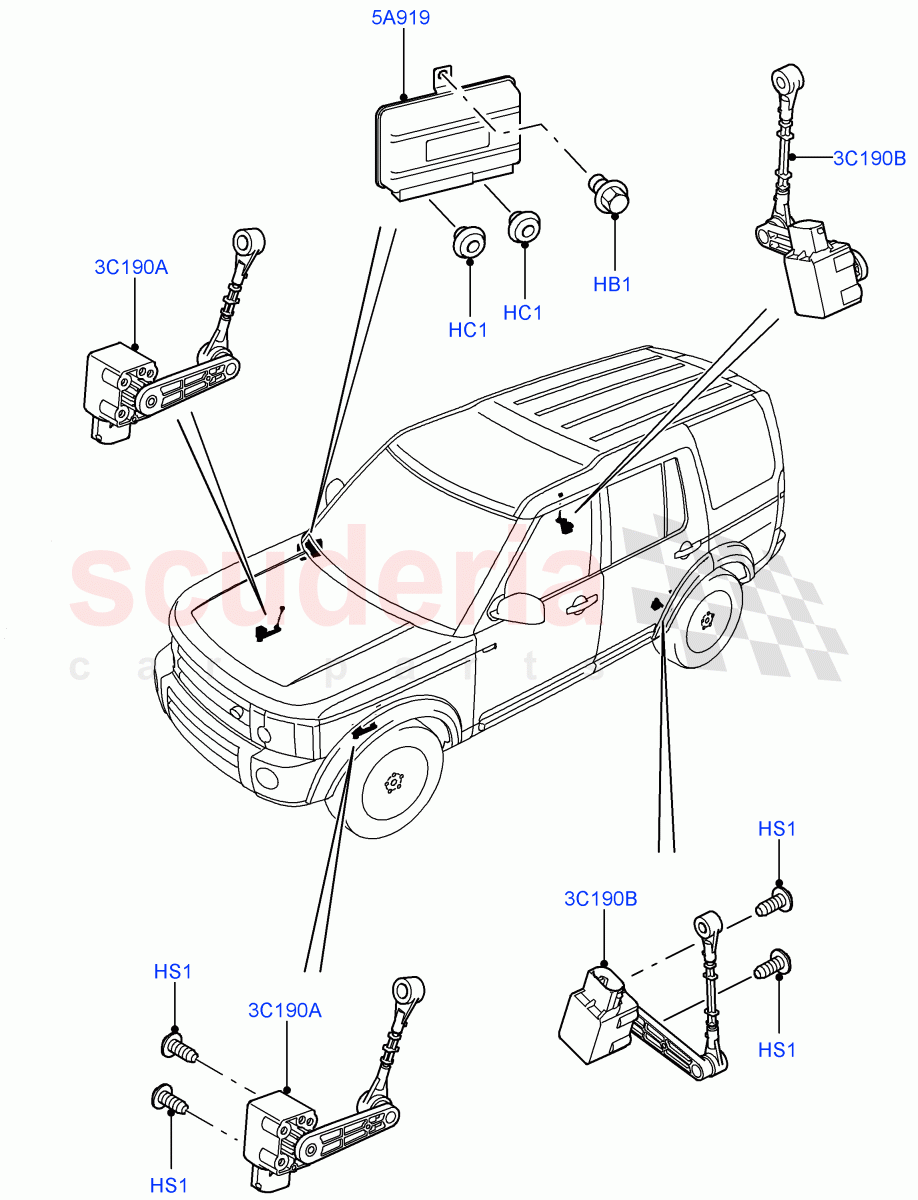 Air Suspension Controls/Electrics (With Four Corner Air Suspension) ((V) FROMAA000001) of Land Rover Land Rover Discovery 4 (2010-2016) [4.0 Petrol V6]