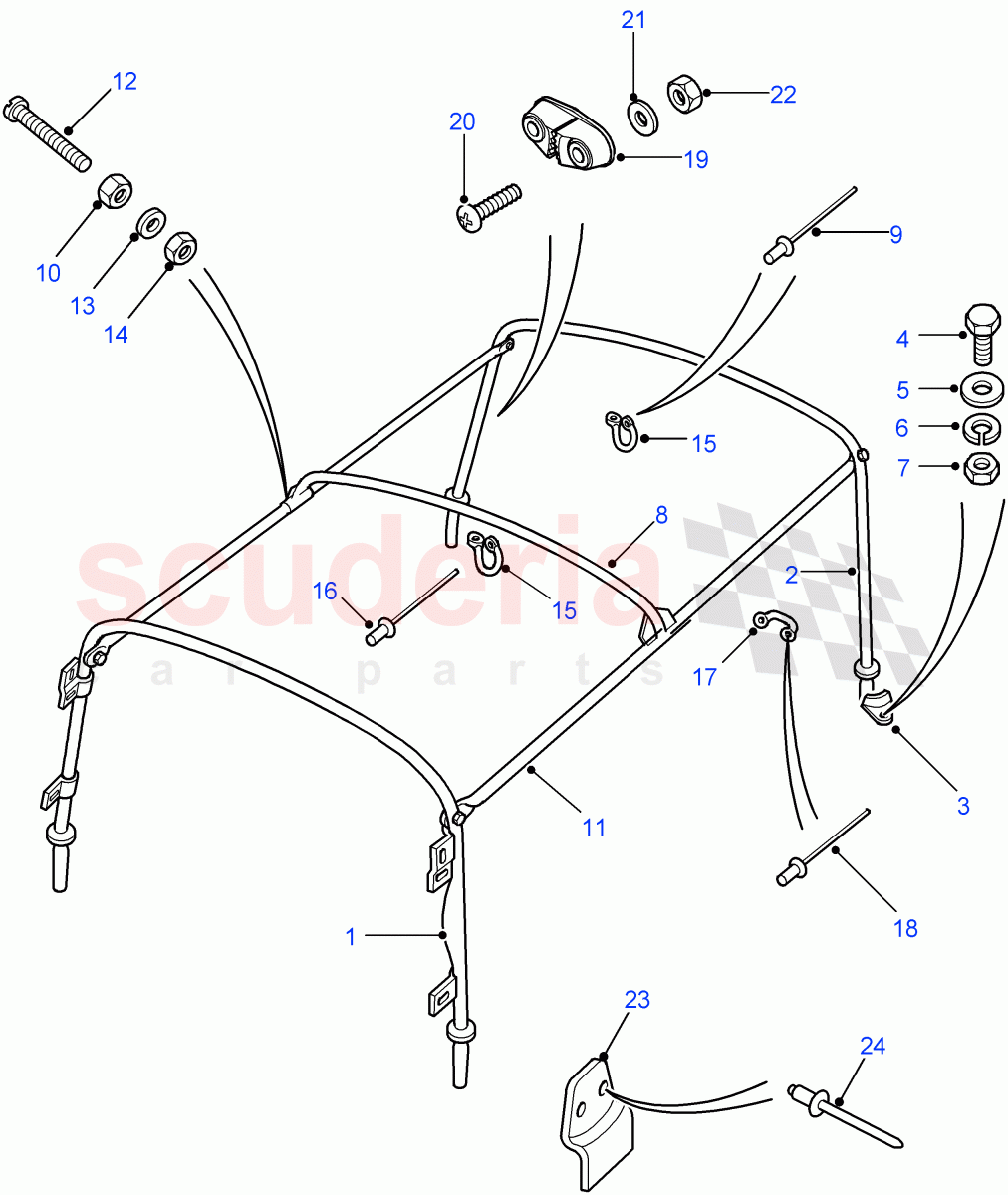 Hoodsticks (Soft Top, 90" Wheelbase) ((V) FROM7A000001) of Land Rover Land Rover Defender (2007-2016)