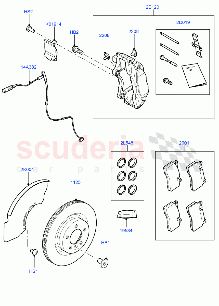 Front Brake Discs And Calipers (3.0L DOHC GDI SC V6 PETROL, Engine Power Source - 380PS/450NM) ((V) FROMGA500000, (V) TOGA585032) of Land Rover Land Rover Range Rover Sport (2014+) [2.0 Turbo Diesel]