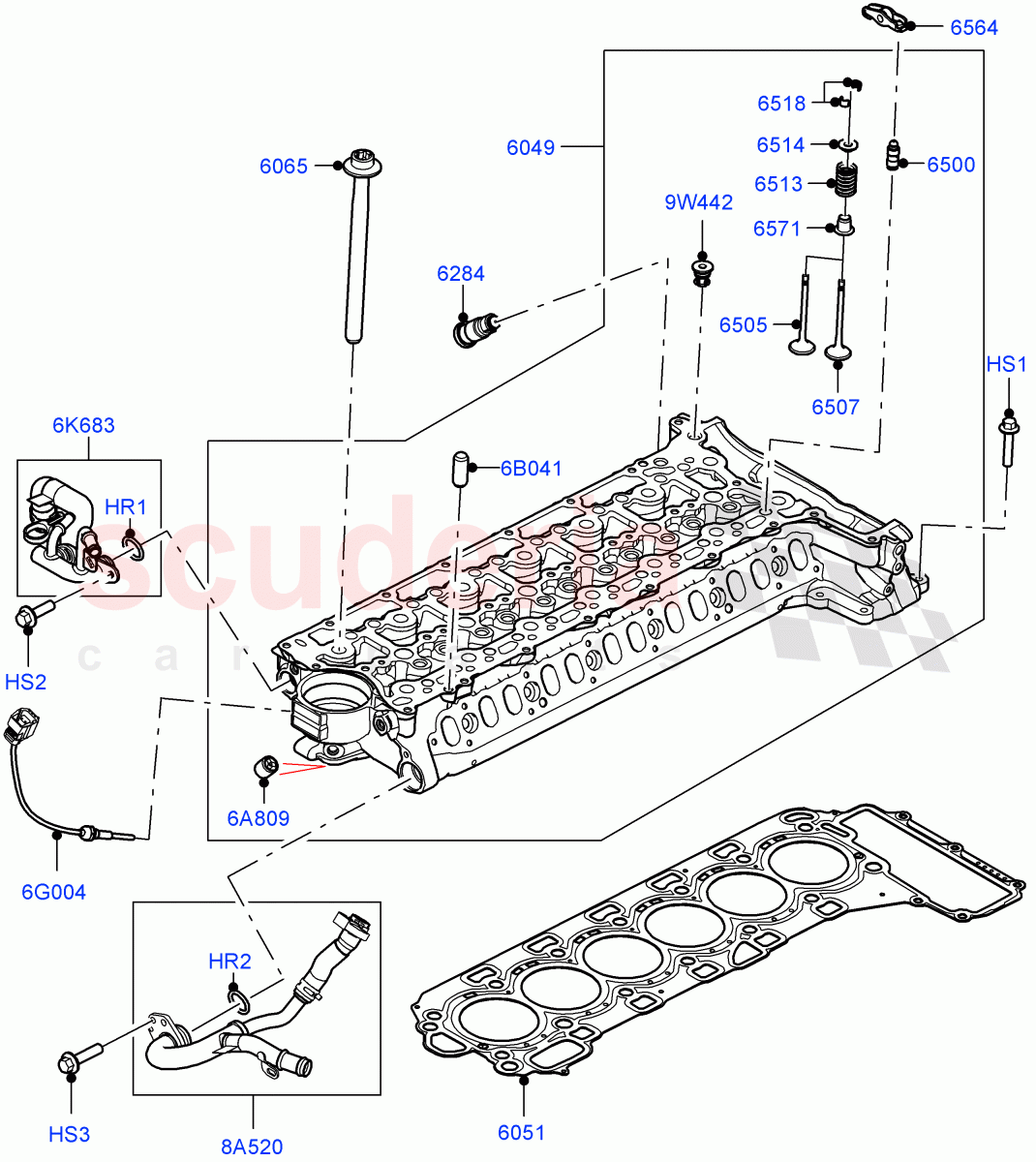 Cylinder Head (3.0L AJ20D6 Diesel High) of Land Rover Land Rover Range Rover (2022+) [3.0 I6 Turbo Diesel AJ20D6]