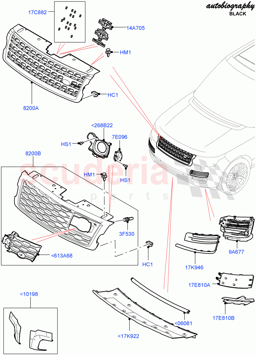 Radiator Grille And Front Bumper (Autobiography Black / SV Autobiography) (Bumper - SVA Body Color/Atlas/Atlas, Front Bumper - Graphite Atlas) ((V) FROMJA000001) of Land Rover Land Rover Range Rover (2012-2021) [3.0 I6 Turbo Diesel AJ20D6]