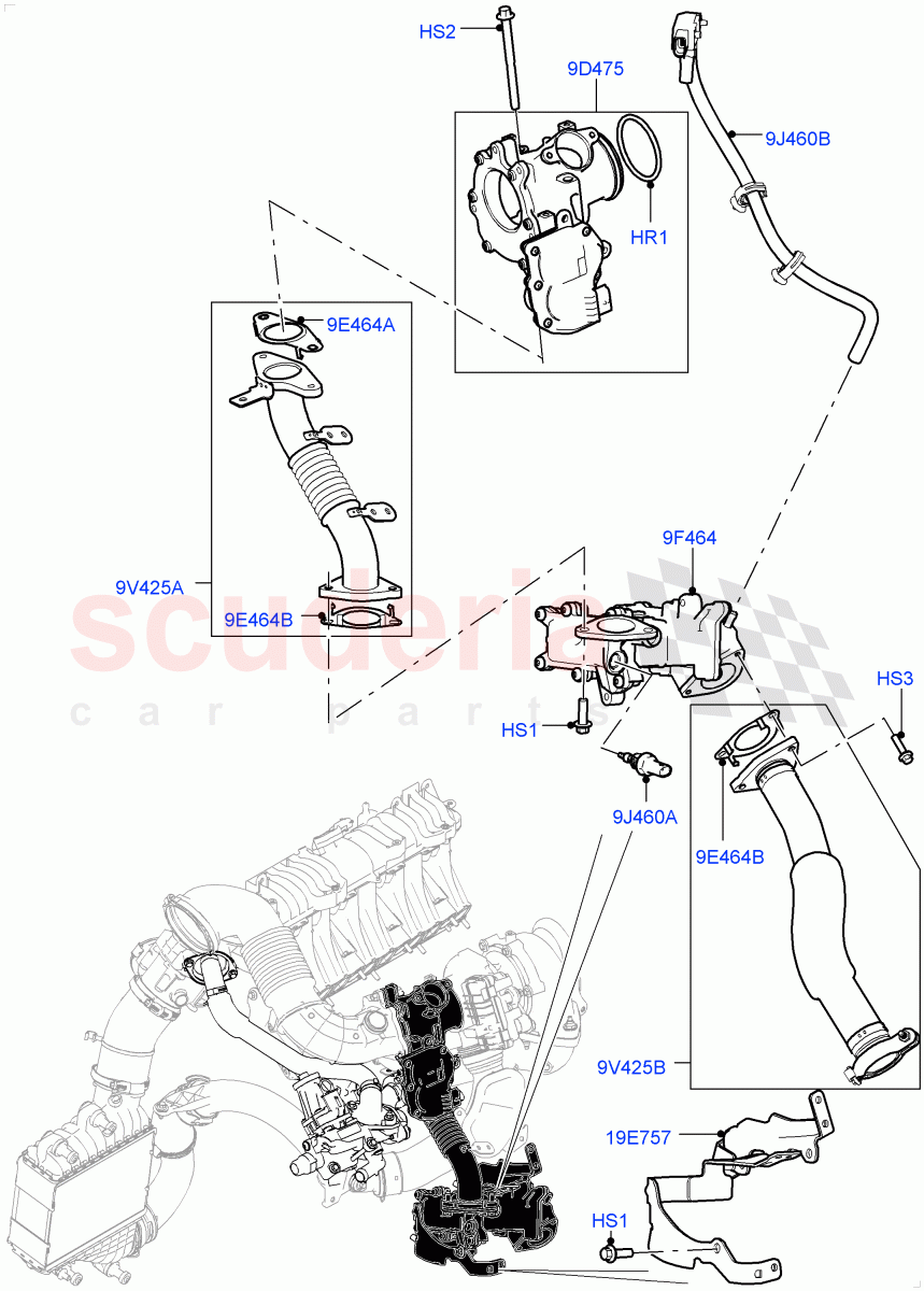 Exhaust Gas Recirculation (Low Pressure EGR) (2.0L I4 DSL MID DOHC AJ200, Itatiaia (Brazil)) ((V) FROMGT000001) of Land Rover Land Rover Range Rover Evoque (2012-2018) [2.0 Turbo Diesel]