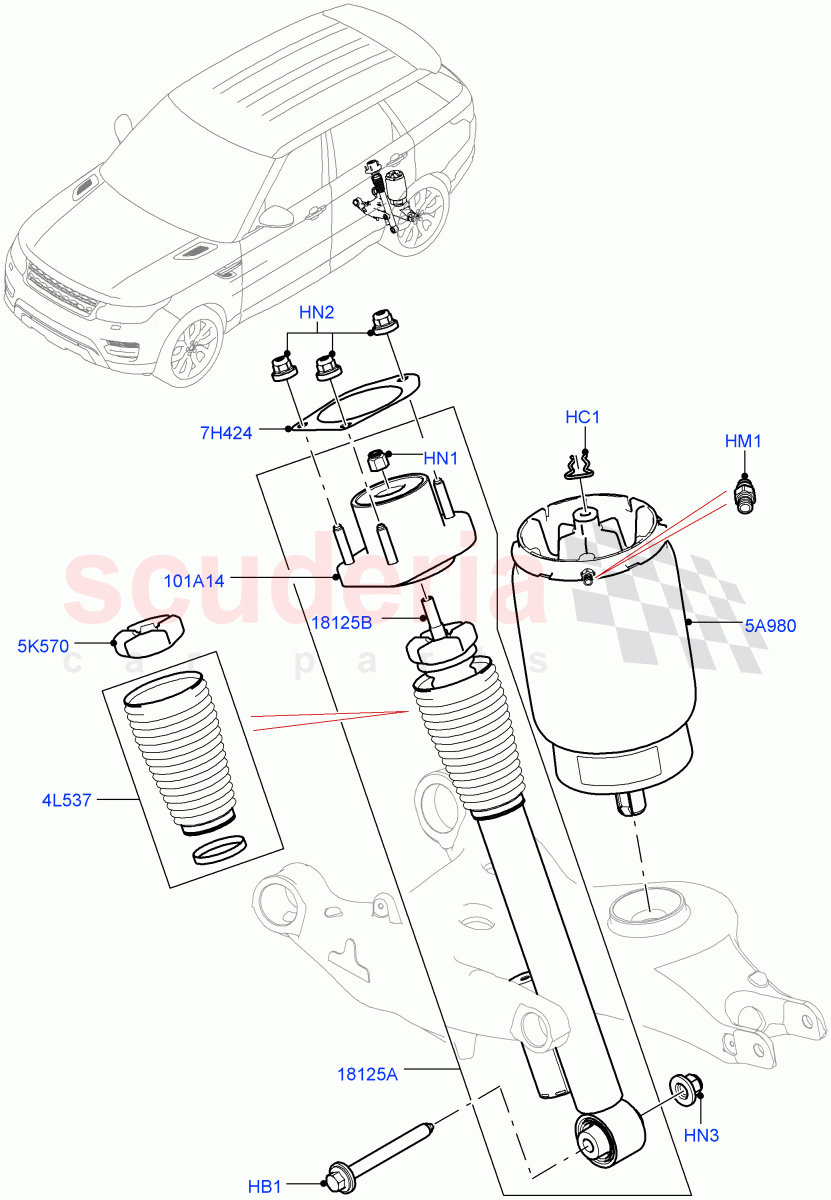 Rear Springs And Shock Absorbers(SVR Version,SVR)((V)FROMFA000001) of Land Rover Land Rover Range Rover Sport (2014+) [3.0 I6 Turbo Petrol AJ20P6]