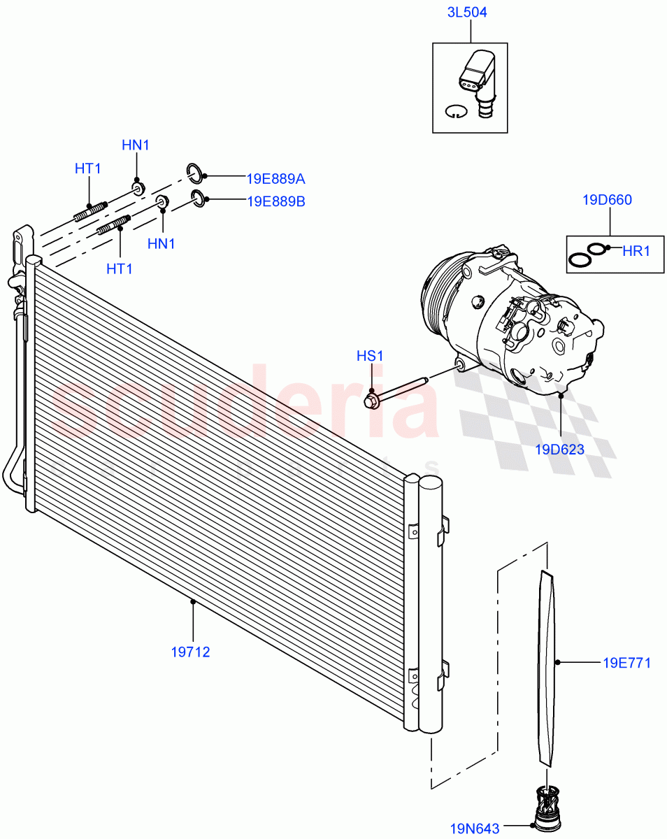 Air Conditioning Condensr/Compressr (2.0L I4 DSL MID DOHC AJ200, Halewood (UK), 2.0L I4 DSL HIGH DOHC AJ200, 2.0L I4 High DOHC AJ200 Petrol, 2.0L I4 Mid DOHC AJ200 Petrol) ((V) FROMGH000001) of Land Rover Land Rover Range Rover Evoque (2012-2018) [2.0 Turbo Diesel]