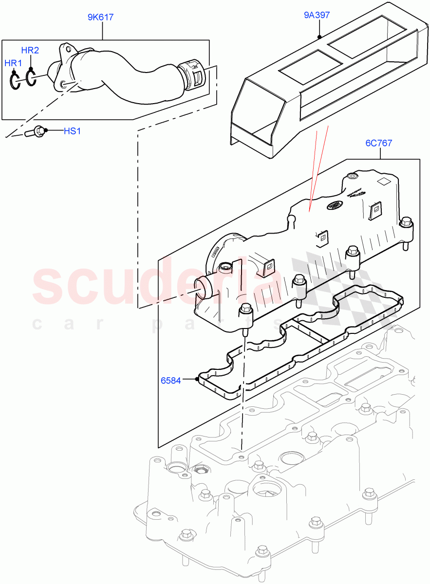 Emission Control - Crankcase(Solihull Plant Build)(2.0L I4 DSL HIGH DOHC AJ200,2.0L I4 DSL MID DOHC AJ200)((V)FROMHA000001) of Land Rover Land Rover Range Rover Sport (2014+) [2.0 Turbo Diesel]