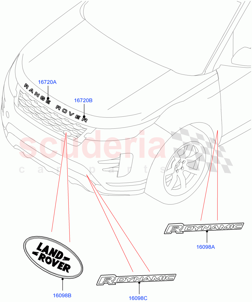 Name Plates(Front Section)(Itatiaia (Brazil)) of Land Rover Land Rover Range Rover Evoque (2019+) [2.0 Turbo Diesel AJ21D4]