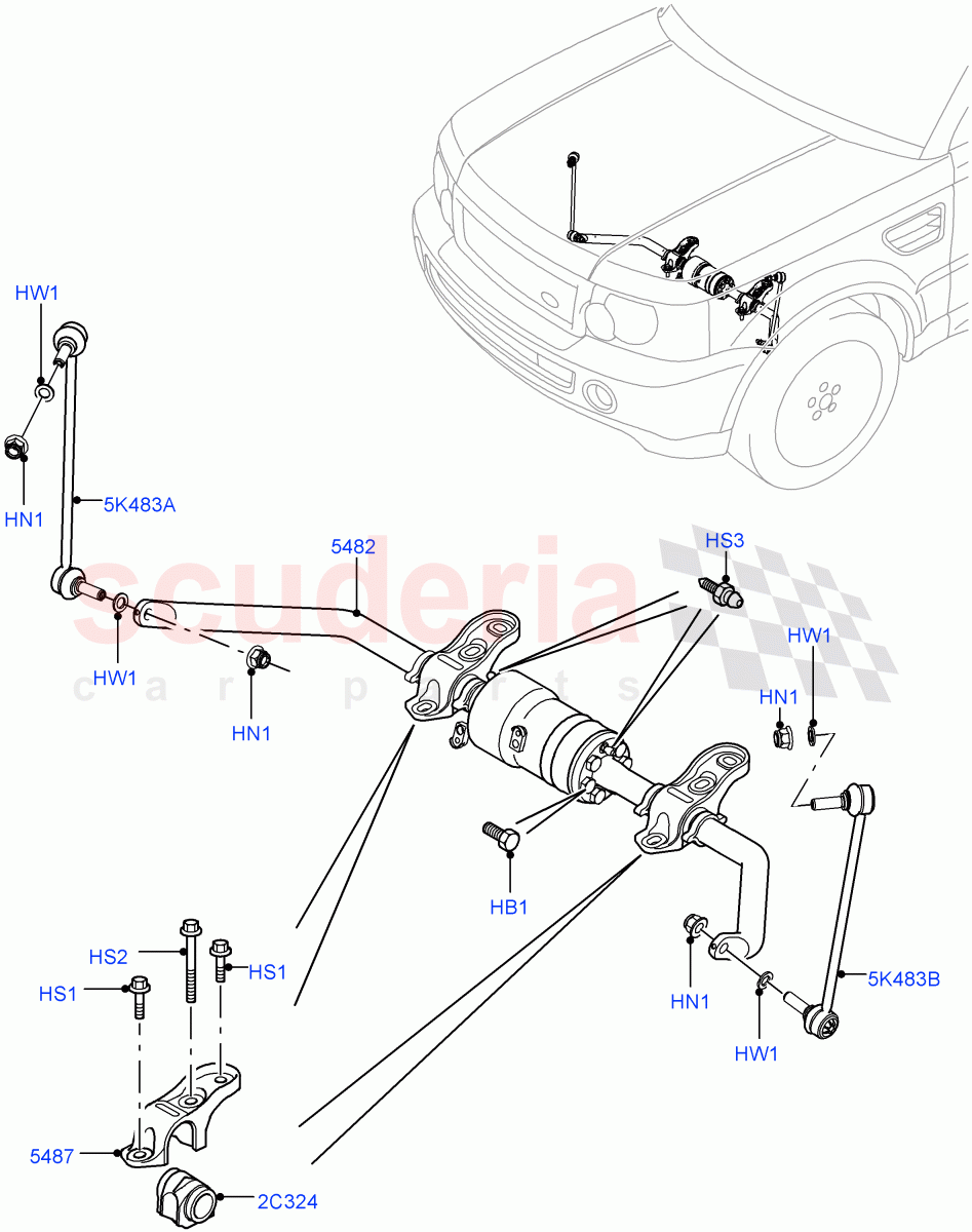 Active Anti-Roll Bar System(Stabilizer Bar, Front)(With Roll Stability Control,With ACE Suspension)((V)FROMAA000001) of Land Rover Land Rover Range Rover Sport (2010-2013) [5.0 OHC SGDI NA V8 Petrol]