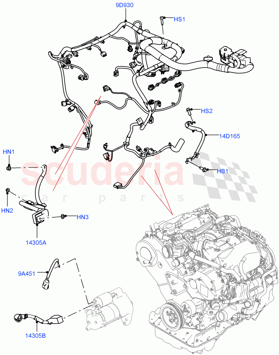 Engine Harness(3.0 V6 Diesel) of Land Rover Land Rover Range Rover Velar (2017+) [5.0 OHC SGDI SC V8 Petrol]