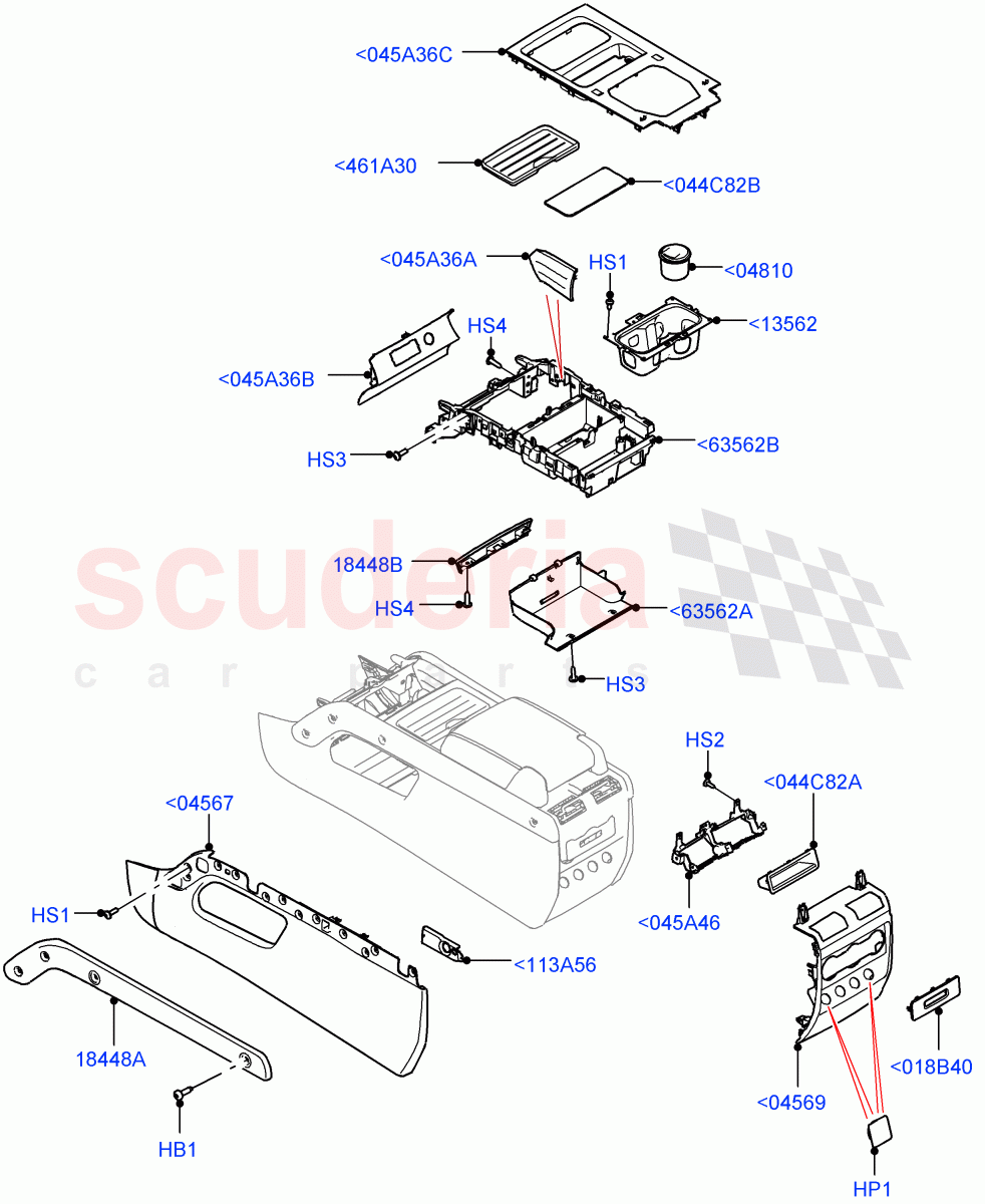 Console - Floor(External Components)(Full Floor Console With Armrest,Console-W/Armrest + Fridge) of Land Rover Land Rover Defender (2020+) [5.0 OHC SGDI SC V8 Petrol]