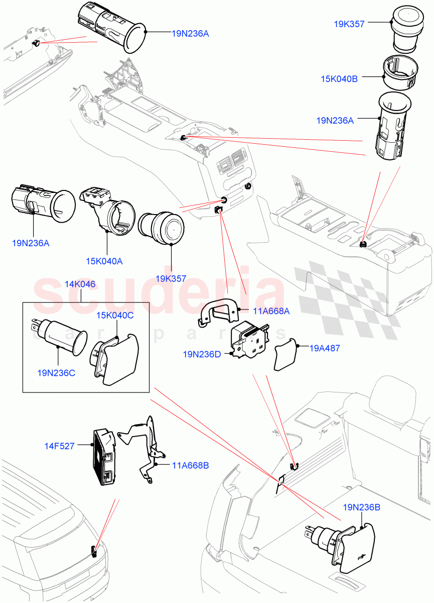 Auxiliary Electrical Power Points of Land Rover Land Rover Range Rover (2012-2021) [2.0 Turbo Petrol AJ200P]