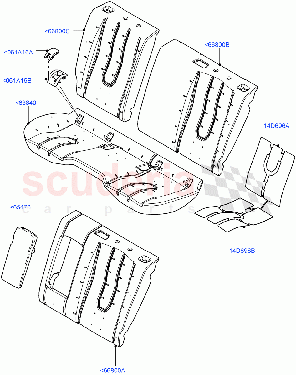 Rear Seat Pads/Valances & Heating (Halewood (UK), With 60/40 Split - Folding Rr Seat, 2nd Row Seat 60/40 (3 P) - Folding) of Land Rover Land Rover Range Rover Evoque (2012-2018) [2.0 Turbo Petrol GTDI]