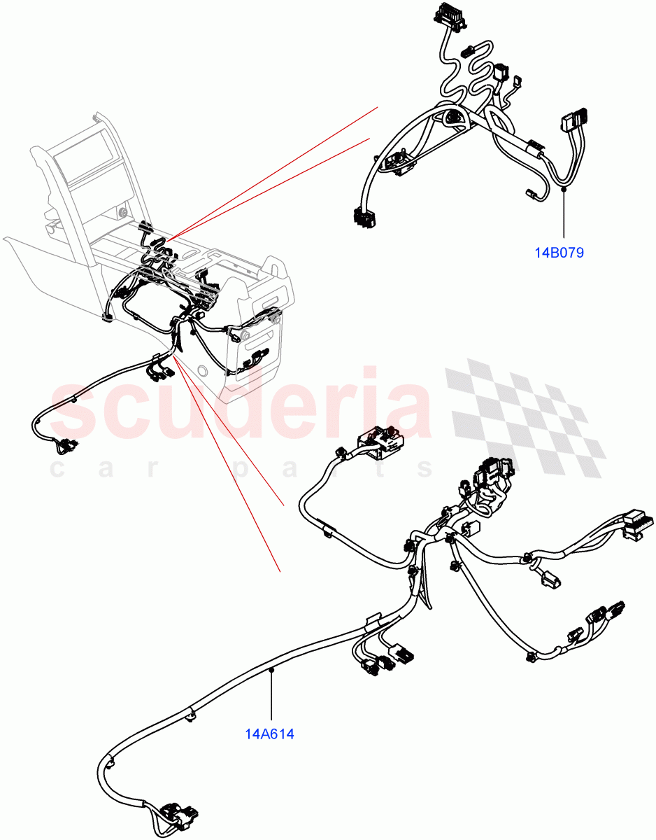 Center Console Harness(Solihull Plant Build)((V)FROMJA000001,(V)TOJA999999) of Land Rover Land Rover Discovery 5 (2017+) [3.0 DOHC GDI SC V6 Petrol]