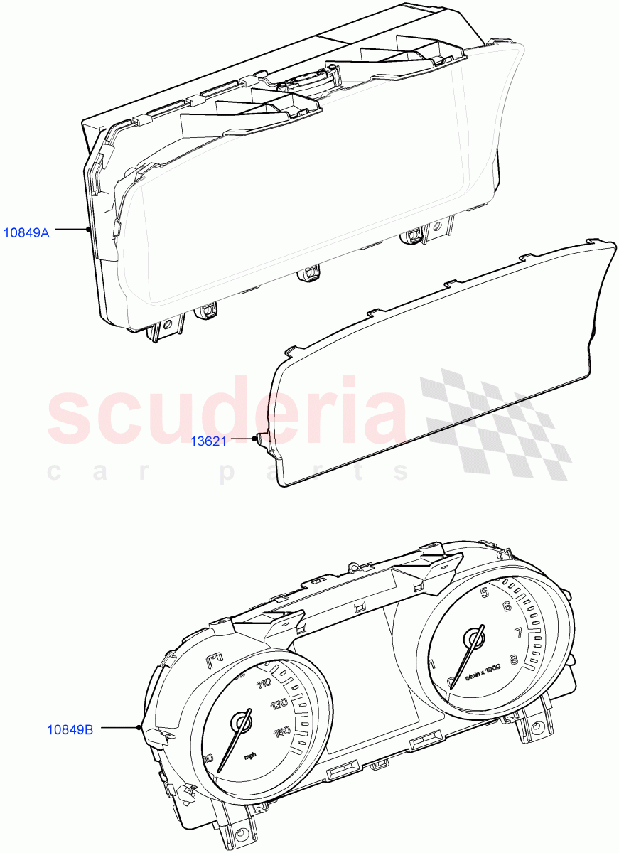 Instrument Cluster (Solihull Plant Build) ((V) FROMJA000001) of Land Rover Land Rover Discovery 5 (2017+) [3.0 Diesel 24V DOHC TC]