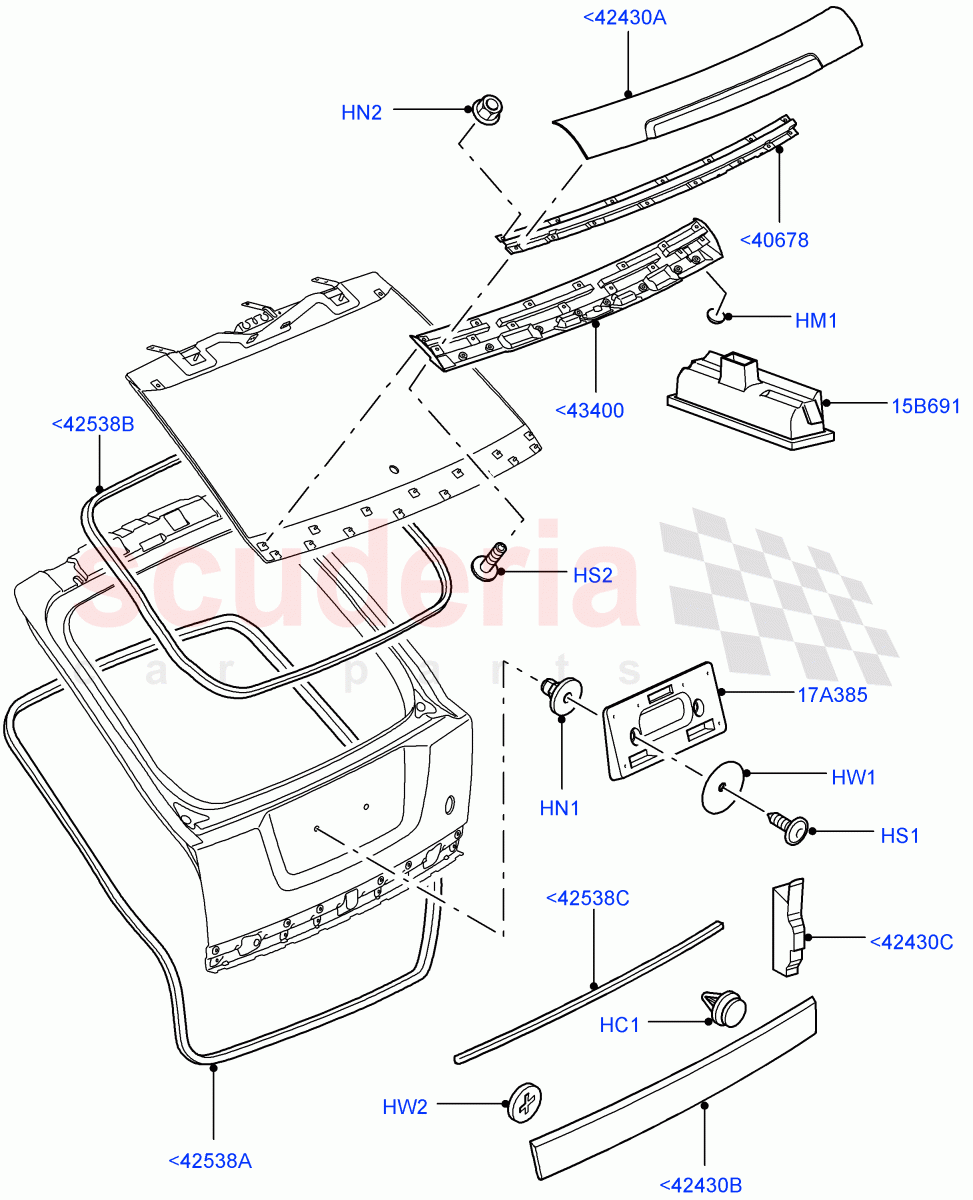 Luggage Compartment Door (Finisher And Seals) ((V) FROMAA000001, (V) TOBA999999) of Land Rover Land Rover Range Rover Sport (2010-2013) [5.0 OHC SGDI SC V8 Petrol]