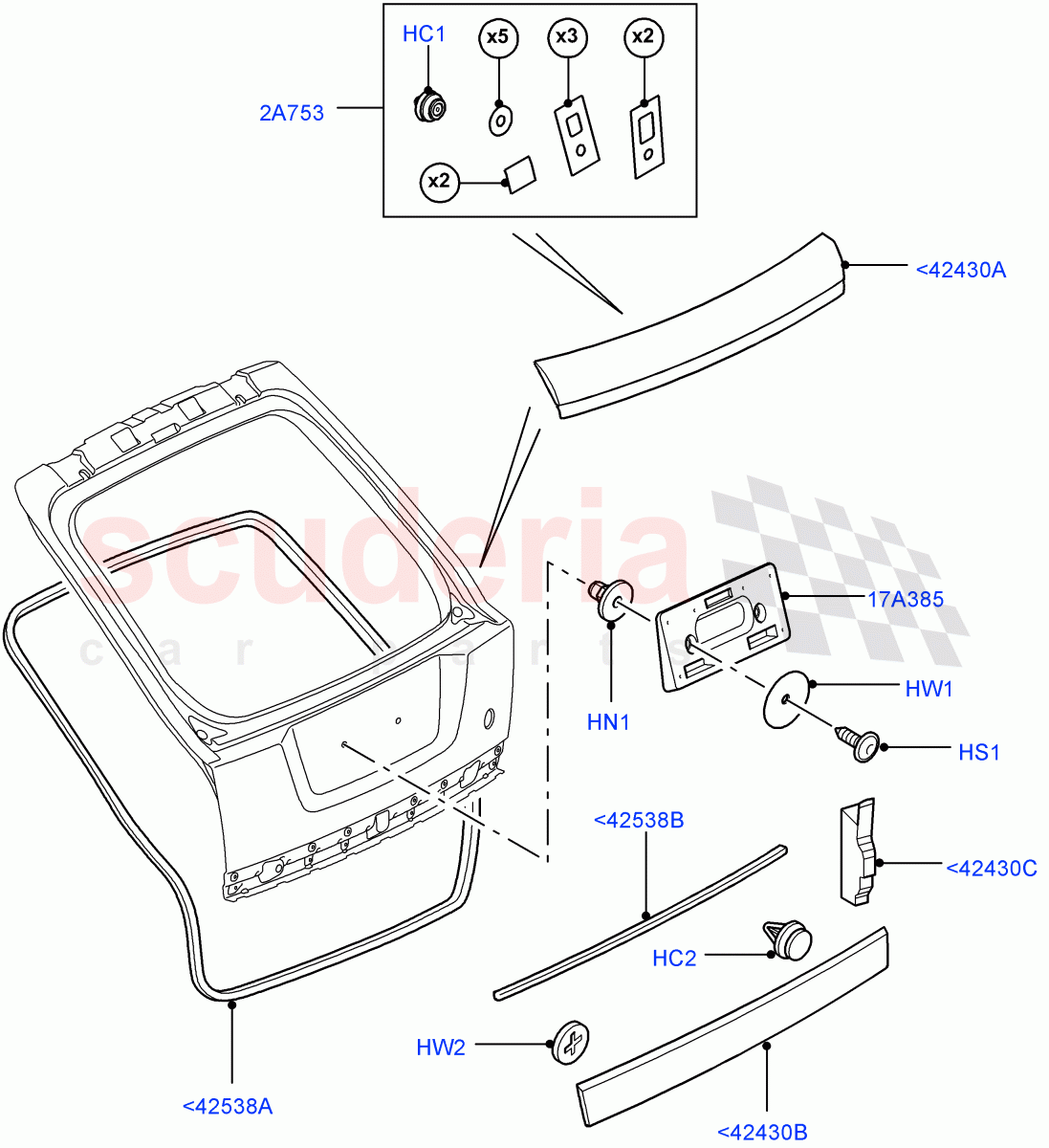 Luggage Compartment Door (Finisher And Seals) ((V) FROMCA000001) of Land Rover Land Rover Range Rover Sport (2010-2013) [5.0 OHC SGDI NA V8 Petrol]