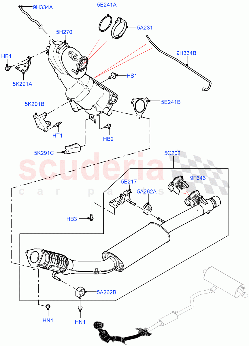 Front Exhaust System (2.0L AJ21D4 Diesel Mid, Stage V Plus DPF, Halewood (UK), Proconve L6 Emissions) ((V) FROMMH000001) of Land Rover Land Rover Range Rover Evoque (2019+) [2.0 Turbo Diesel AJ21D4]